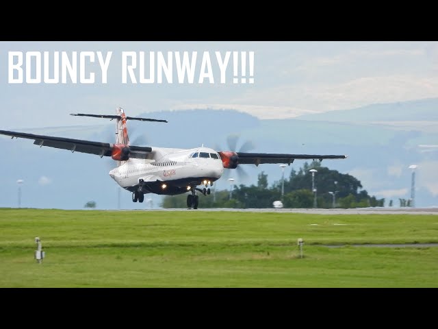 Loganair ATR 72-600 bounces off runway during landing at Manchester Airport