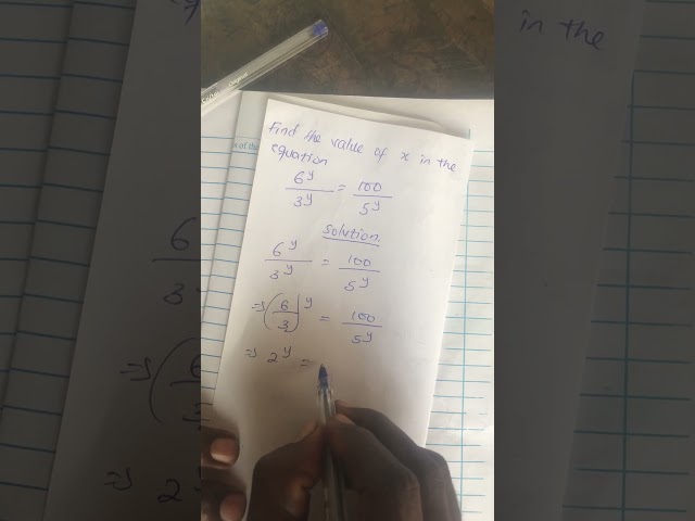 Solving Exponential Equation: 6^y / 3^y = 100 / 5^y Step-by-Step #exponentialequations
