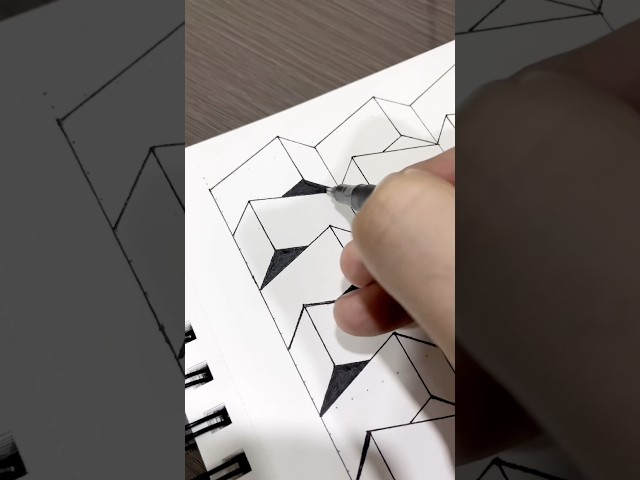 Easy 3D Interlocking Block Drawing Tutorial ✏️