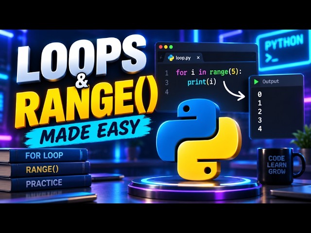 Python Loops & range() Explained | For Loop Made Easy | Python Tutorial for Beginners