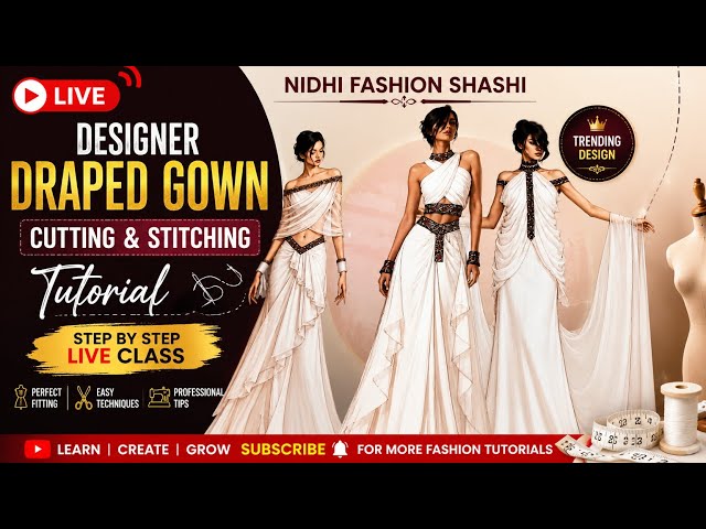 आज LIVE सीखें ब्लाउज कटिंग + सिलाई + ड्रेपिंग | पूरी क्लास ✨Nidhi fashion shashi #viral #live #सिलाई