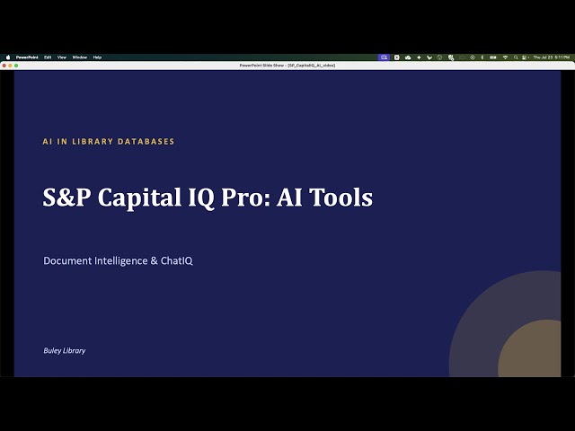 AI In Library Databases: S&P Capital IQ Pro