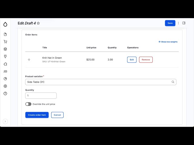 Drupal Commerce 3.2.0 adds a custom order items widget with better UX