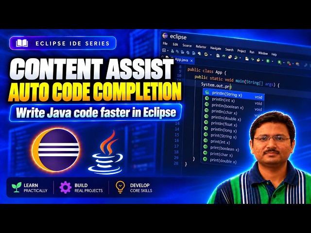 Use Content Assist and Auto Code Completion in Eclipse | Faster Java Coding