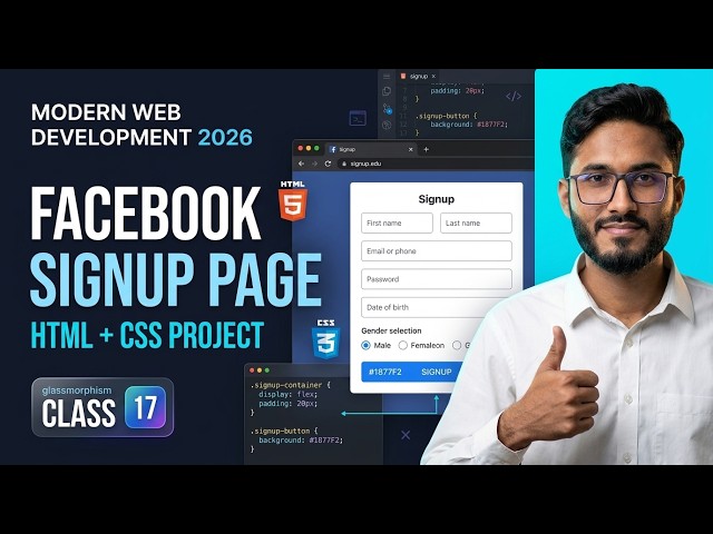 Facebook Signup Page Using HTML & CSS | Registration Form Project | Class 17