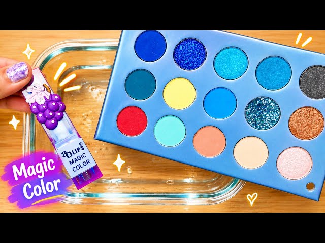 Slime Colouring With Blue Makeup palatte! Satisfying Slime Tutorial