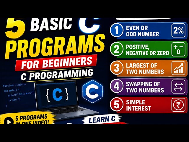 5 Basic C Programs for Beginners | C Programming Practice | Learn C Language #5