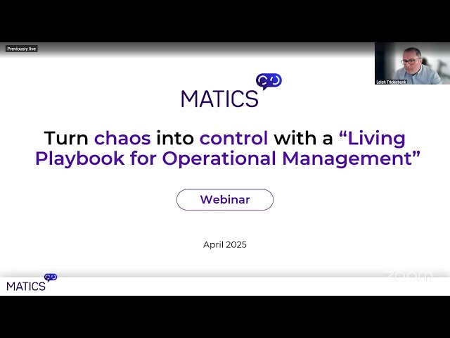 WEBINAR | Turn chaos into control with a “Living Playbook for Operational Management” | MATICS CFW