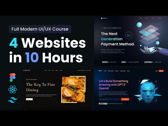 Build and Deploy 4 Modern React Apps and Get Hired as a Frontend Developer | Full 10-Hour Course