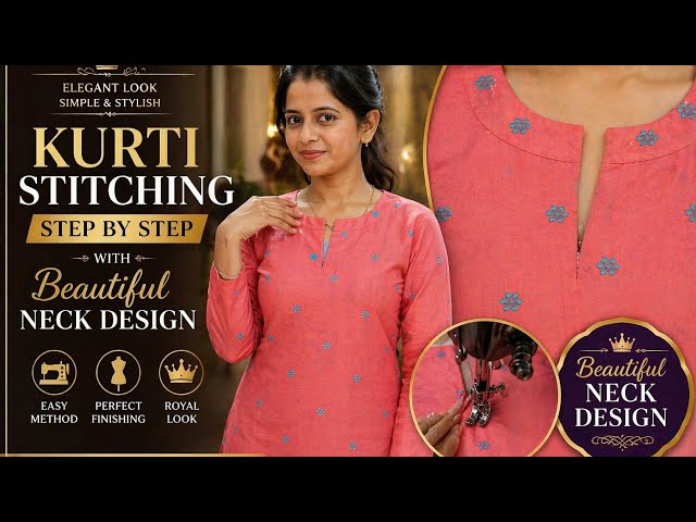 Kurti Stitching Step by Step with Beautiful Neck Design | Easy & Professional Finish