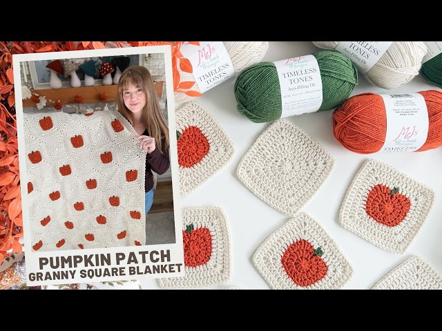 Crochet Pumpkin Patch Granny Square Blanket | Cozy Fall Crochet Tutorial