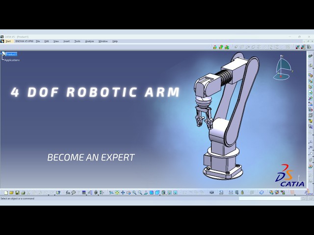 4 DOF Robotic Arm Aseembly - CATIA V5 English Tutorial - Assembly design