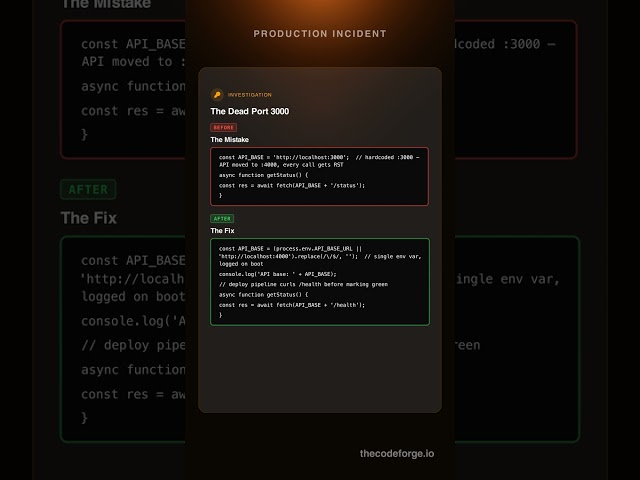 JavaScript Errors: The One-Port Deploy Move That Broke Every Dashboard for 38 Minutes #Shorts