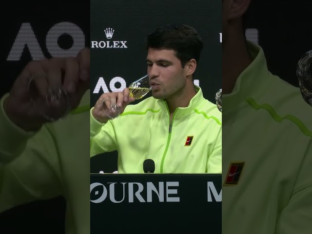A cheers from Australian Open champion Carlos Alcaraz 🥂