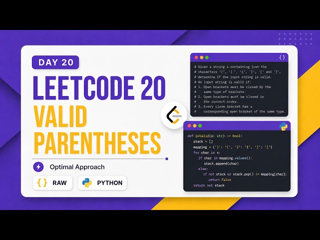 🔥 LeetCode 20: Valid Parentheses |  why stacks helps you to solve complex probs by breaking it down🚀