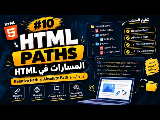 HTML Complete Course #10 | المسارات في HTML | Paths, Relative Path, Absolute Path