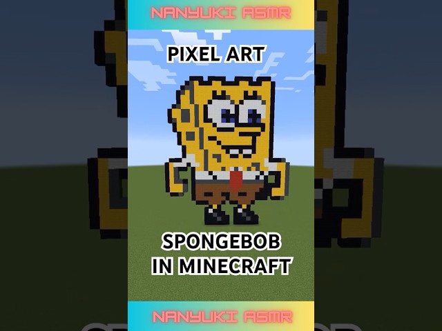 SPONGEBOB PIXEL ART IN MINECRAFT WORLD!😅 WHAT DO YOU THINK?🥰ASMR😴 SO CUTE😍 #shorts #minecraft #asmr