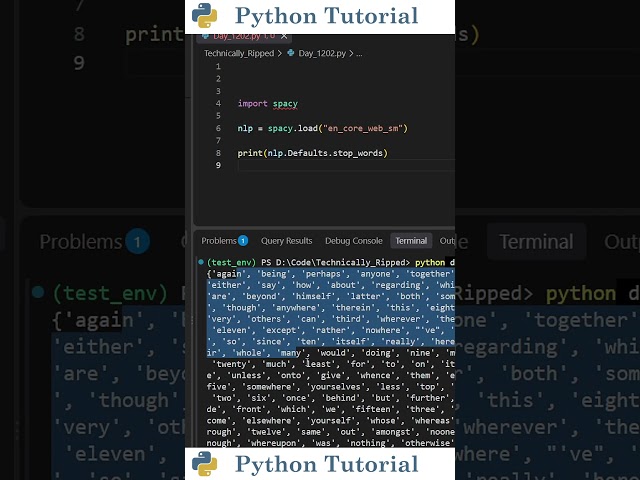 Viewing Stop Words In Spacy | Python Tutorial