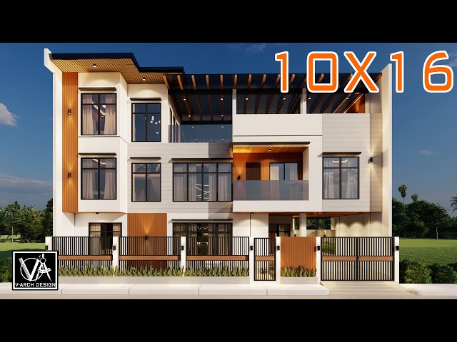 3 Storey High Ceiling Modern House Design with 7 Bedrooms 10x16 Meters