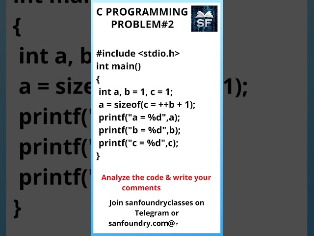 C Language Problem 2 | Sanfoundry | #Shorts