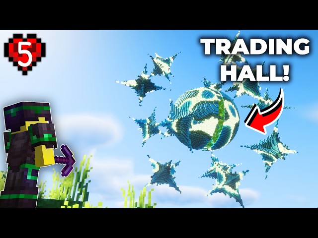 I Built The Most INSANE Villager Trading Hall Inside a PLANET in Hardcore Minecraft!