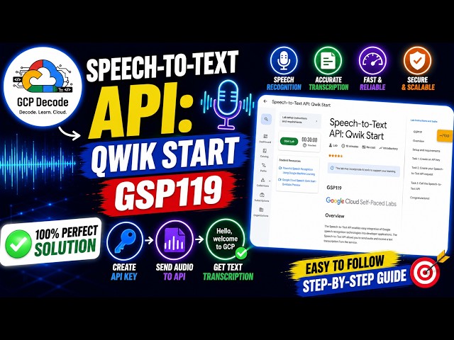 Speech to Text API Qwik Start | GSP119 | 100% WORKING SOLUTION | #googlecloudarcade