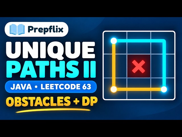 Unique Paths II in Java | Obstacles, One-Row DP & Proof | LeetCode 63 | Prepflix