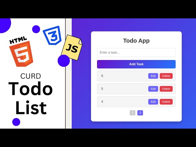 Build a To-Do App with CRUD Operations 2026 Todo list Web development project HTML, CSS & JavaScript