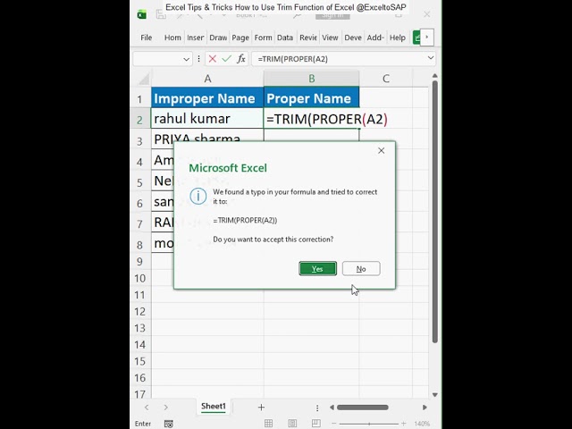 Excel Tips and Tricks Trim Function of Excel #excel #exceltips #exceltricks #exceltutorial