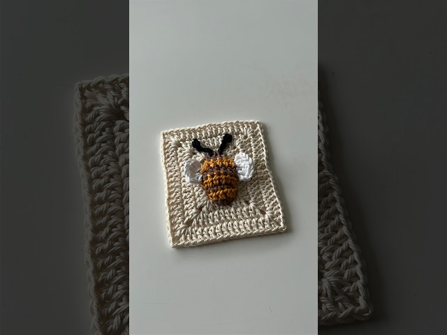 Crochet This Super Cute 3D Bee Granny Square! 🐝✨ #shorts