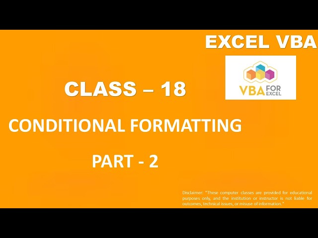 Excel VBA Class 18 | Conditional Formatting Part 2