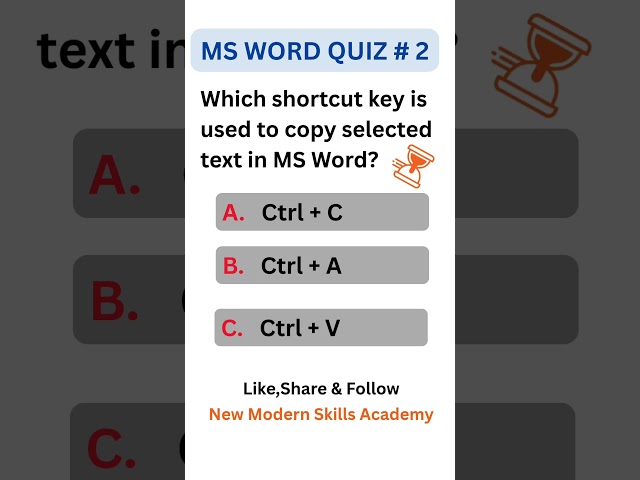 MS Word Quiz #2 I Can you score 10/10 I important MCQS  #mswordmcqs  #shorts