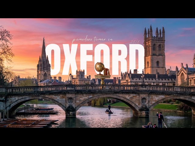 study with me in Oxford 🕰️ | 2 hour pomodoro timer (25/5) • piano, rain & fire sounds