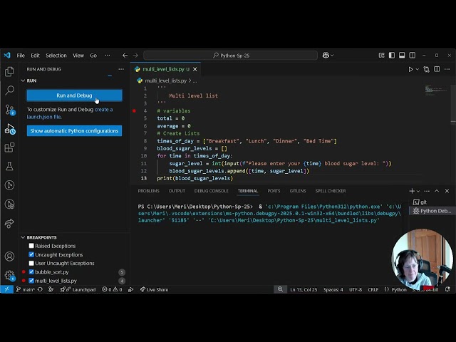 Python Multi Level List Coding Example