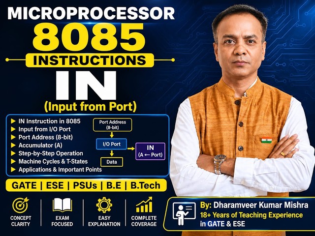 8085 Microprocessor – IN Instruction Explained | Input Port Instruction | GATE ESE PSUs B.E/B.Tech
