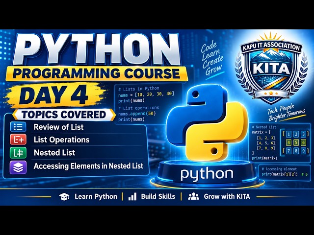 Python Lists for Beginners | List Operations, Nested Lists & Indexing | Day 4