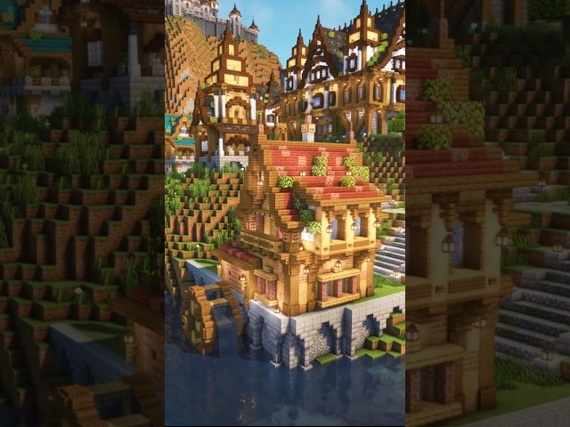 Medieval Watermill 💦 #minecraft #minecraftbuilding  #medievalvillage #minecraftutorial