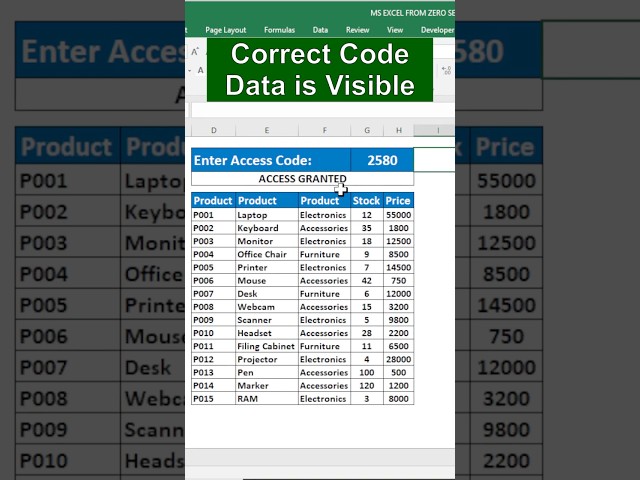 Show Excel Data with Correct Password 🔐 | No VBA Excel Trick