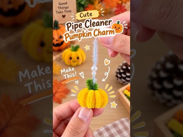 Cute Pipe Cleaner Pumpkin Charm 🎃 | Easy Fall DIY #shorts #halloweencrafts