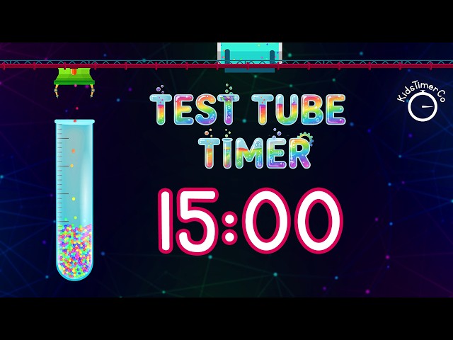 15 Minute Test Tube Timer for Kids Classroom | Colorful Science Visual Timer 🧪