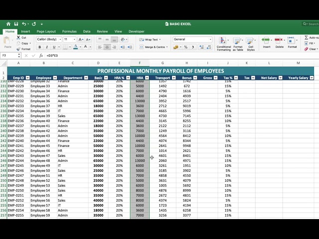 Monthly payroll in excel for beginners | Hpw to create monthly salary sheet in excel 