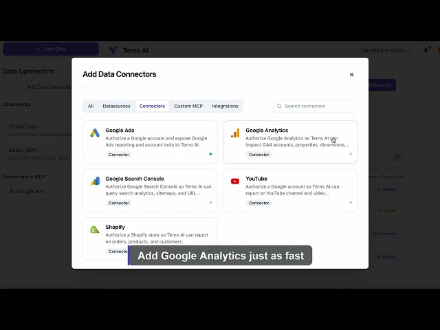 Terno Marketing Analytics: Connect Google Ads, Analytics and more to get instant web analytics.
