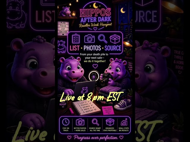Join us live for a reseller work Hangout and chat! 8pm EST💜🦛 #resellerfriends