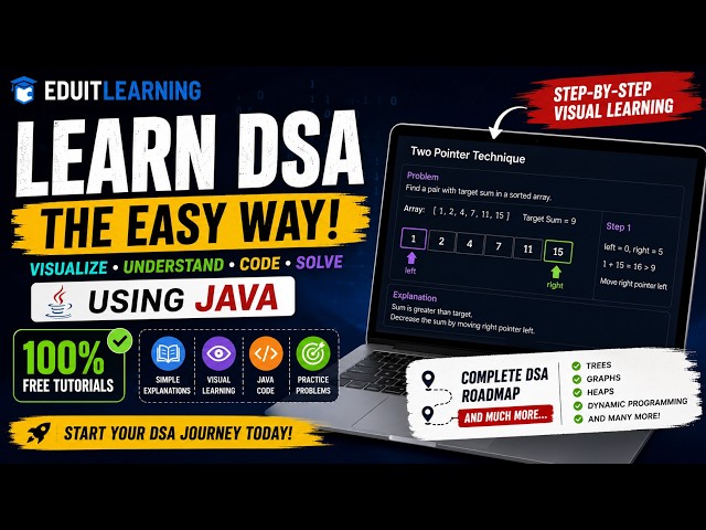 Learn DSA the EASY Way! | Two Pointer Technique Visualized Step-by-Step | DSA Using Java