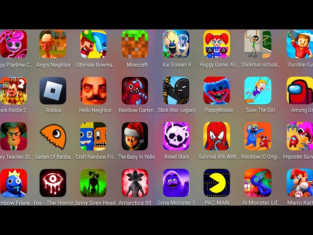 Grimace Monster Scary Survival,Stickman School,Antarctica 88,Poppy Playtime,Roblox,Hello Neighbor...