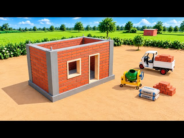 DIY Construction Science Project – Building a Sturdy, Modern Mini-House with Brick and Cement | ASMR
