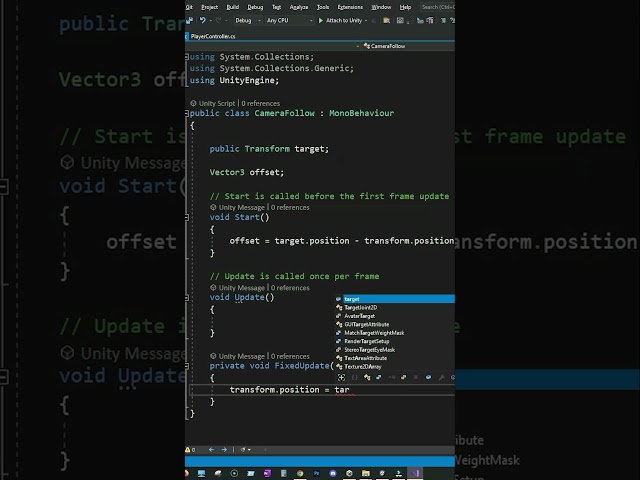 Unity Simple Camera Follow Script for 3D Games - Unity C# Scripting Tutorial for Beginners