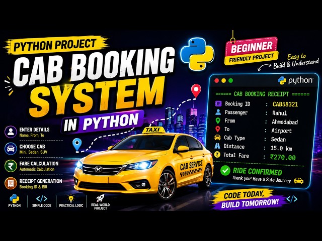 Cab Booking System in Python | Python Mini Project for Beginners #python