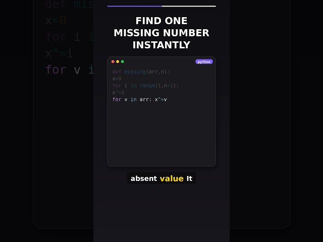 Find a Missing Number in O(1) Space Using XOR – Python Interview Trick