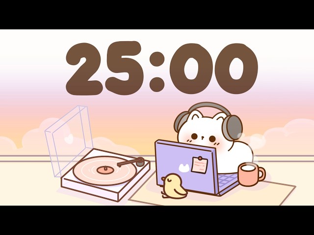 25 Minute Timer 🐱 Study Timer for Classroom Focus